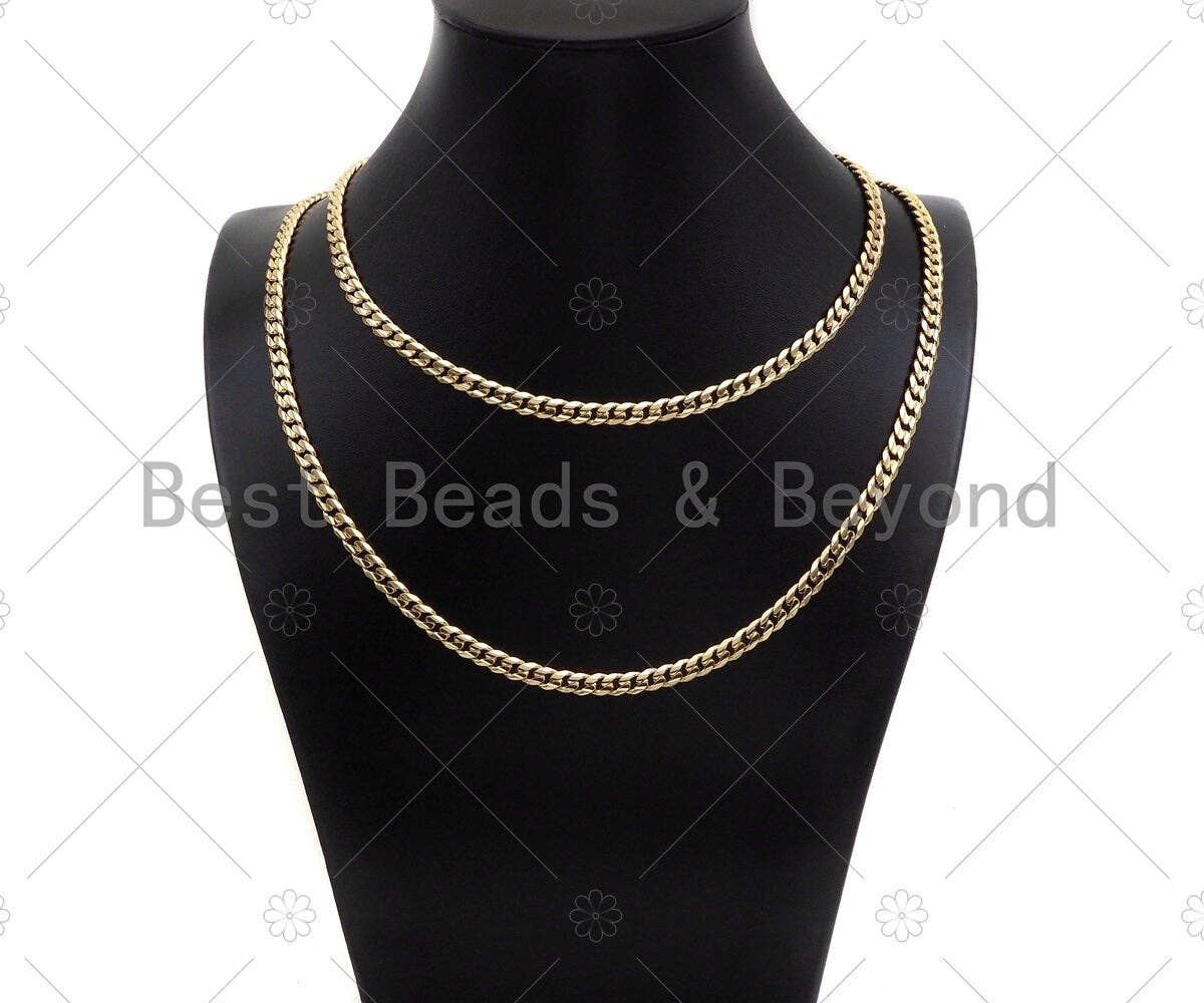 5x7mm High Quality Flat Curb Chain by Yard, 18K Real Gold plated Gold Plated Cuban Chain, Wholesale bulk Chain, sku#M396