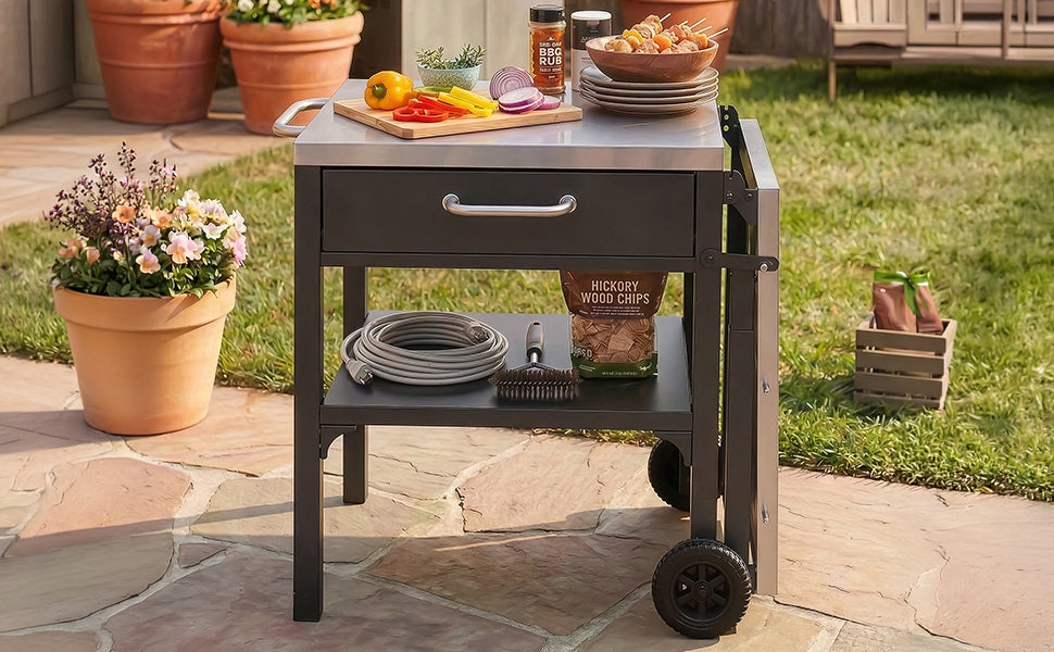 Outdoor Kitchen Cart - Foldable BBQ Prep Station