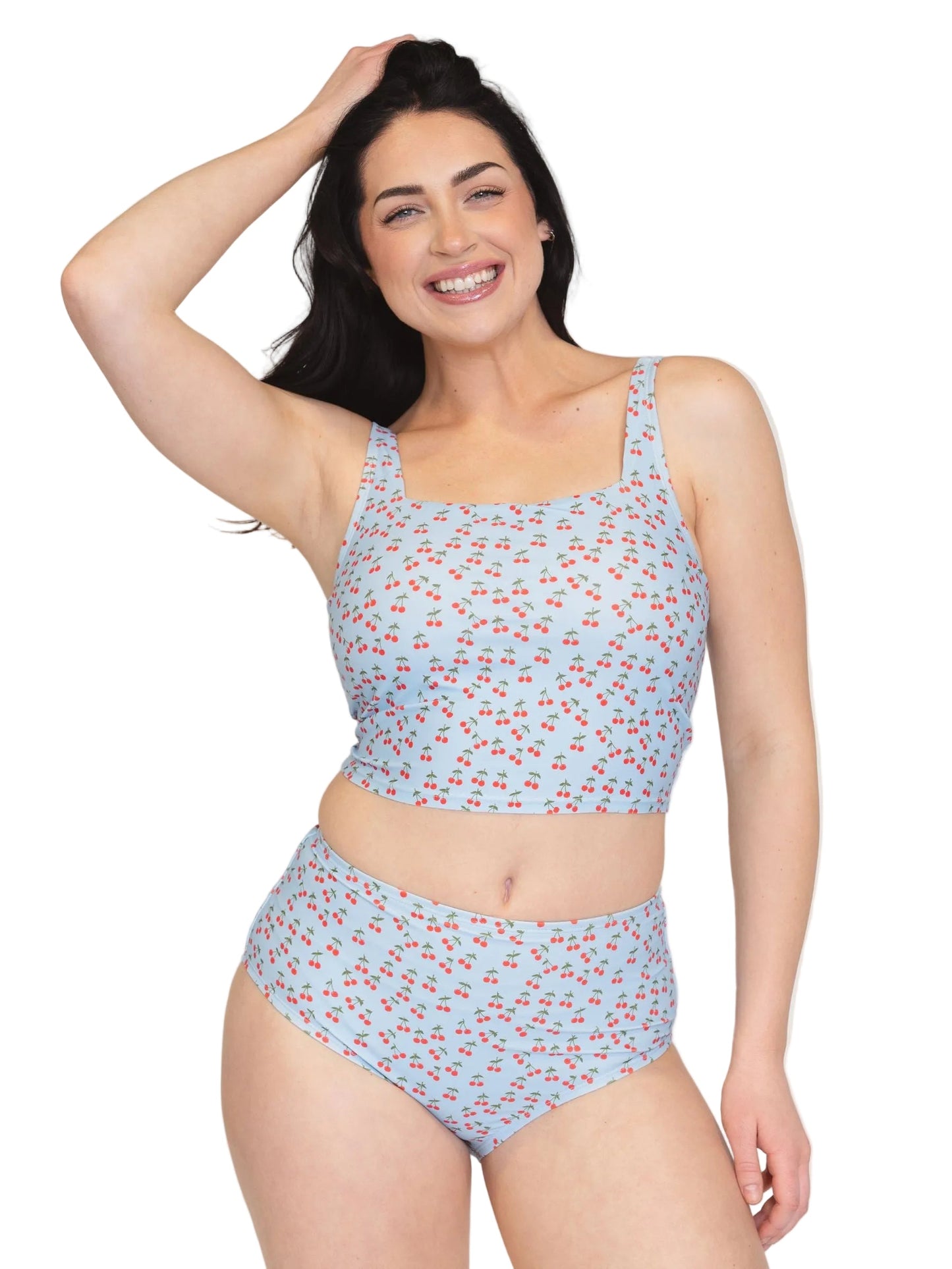 Cherries Square Neck Crop Top