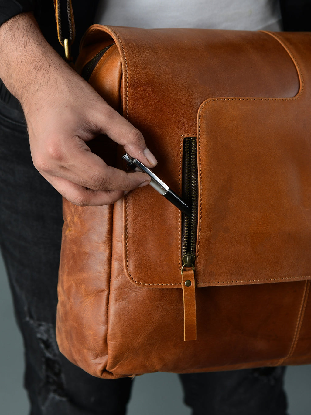 Sac bandoulière Wilson en cuir marron clair