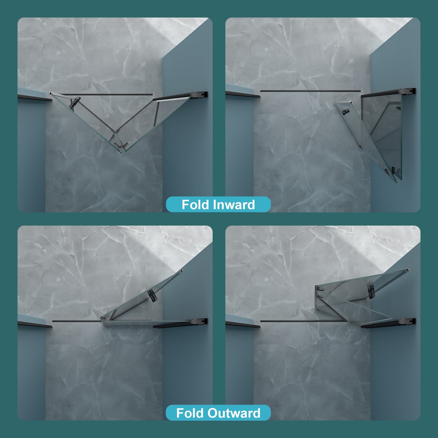 30"W x 72"H Fold Frameless Shower Door with Tempered Glass