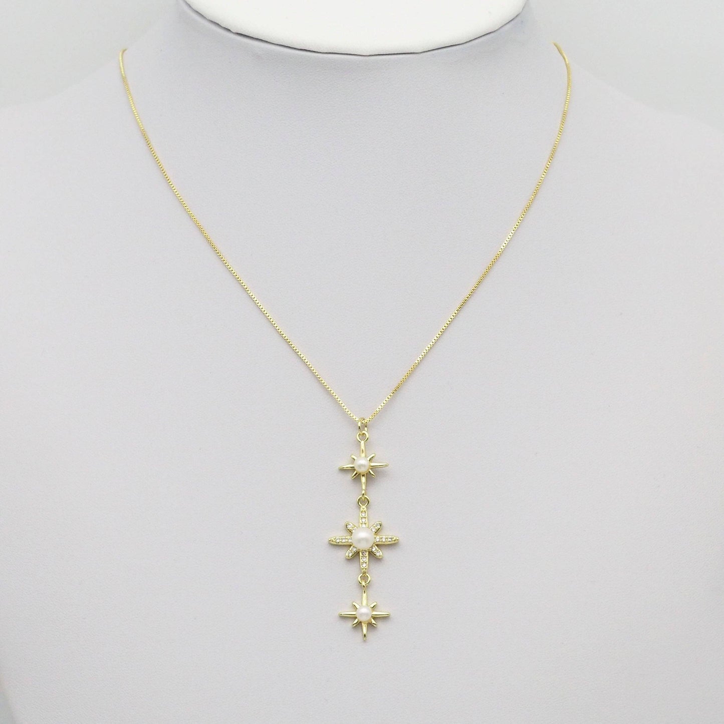 Clear CZ Pearl North Star Charm, Sku#LD512