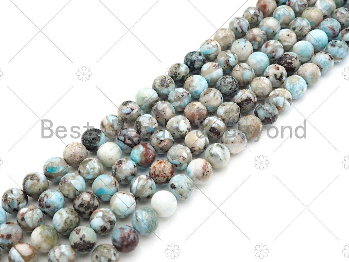 Quality Natural Larimar Smooth Round Beads,  Sku#U1086