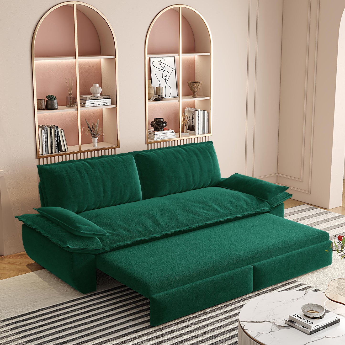 73.2" Queen Pull Out Sofa Bed - 3-in-1 Convertible Sleeper