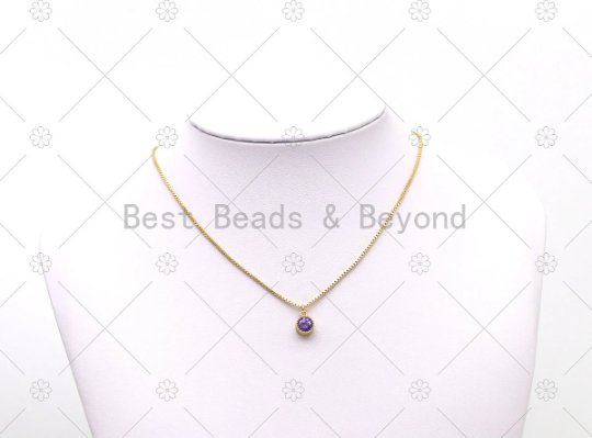 Colorful Big CZ Micro Pave Round Shape Pendant,18K Gold Filled Coin Charm, Necklace Bracelet Charm, Sku#LK527