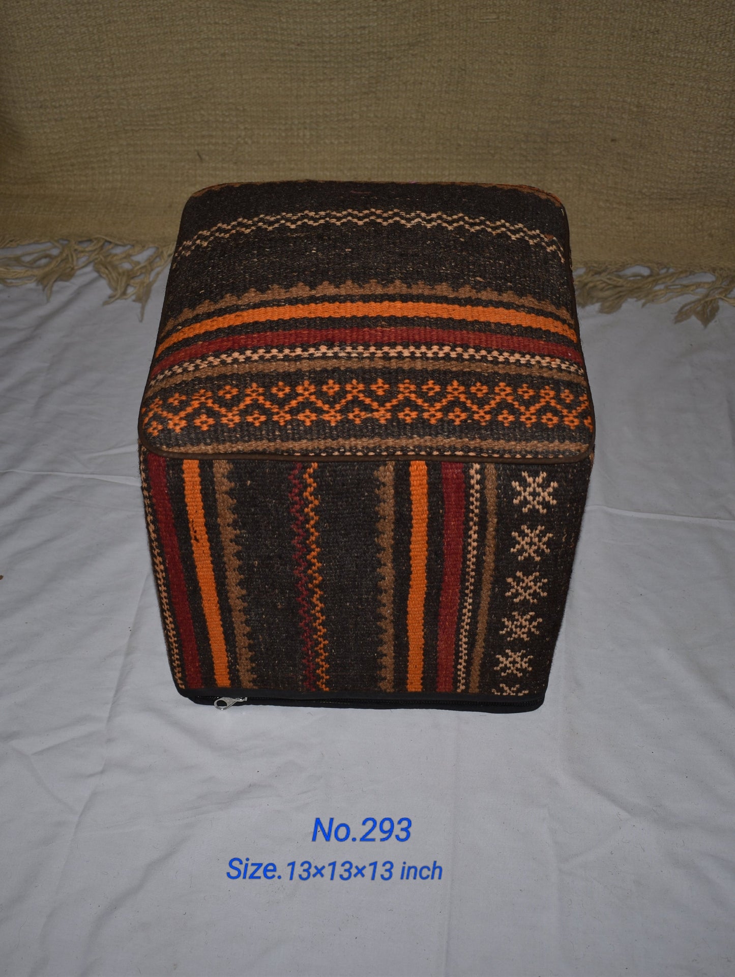 One of a Kind Kilim Rug Pouf Ottoman foot stool - #293
