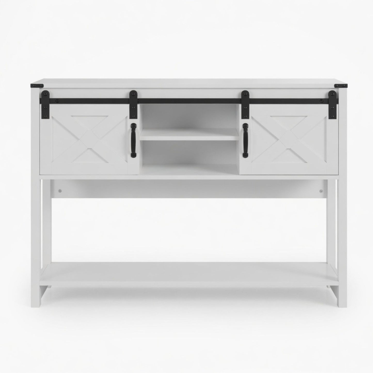 46" Modern Farmhouse Entryway Table with Storage & Sliding Barn Door