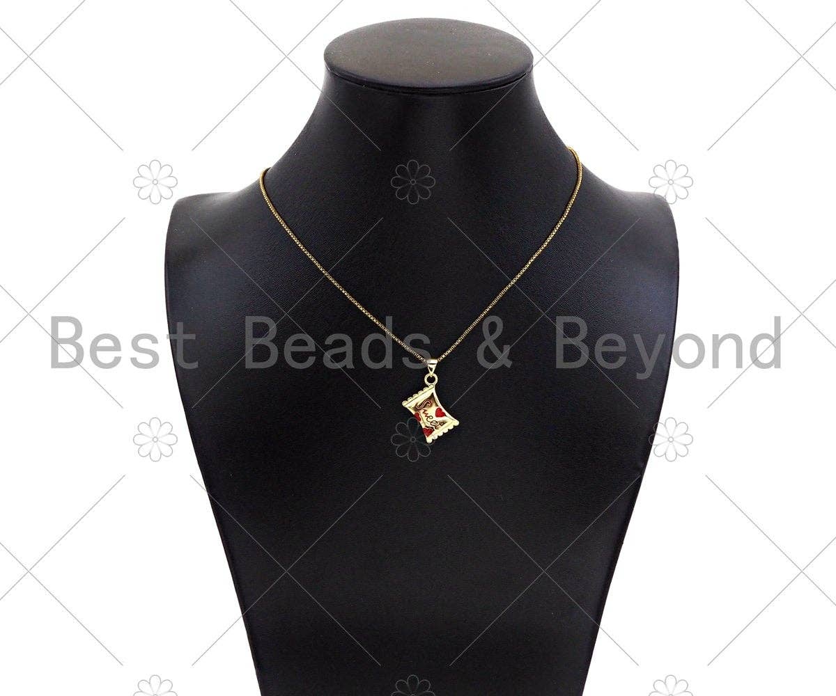 Colorful Enamel Sweet Heart Candy Rectangle Shape Pendant,18K Gold Filled Enamel Charm,Enamel Jewelry,15x20mm,Sku#LK333