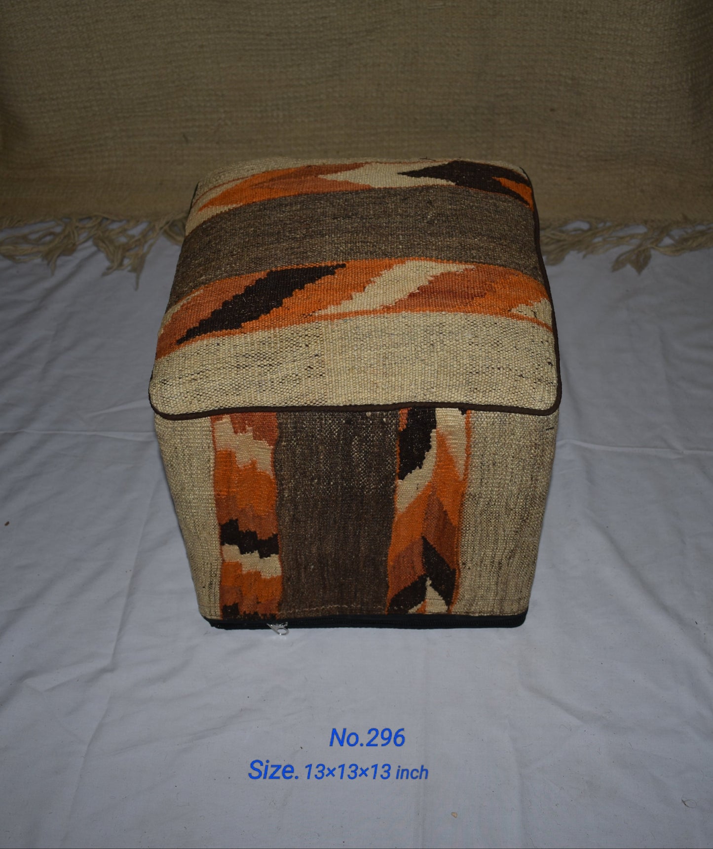 One of a Kind Kilim Rug Pouf Ottoman foot stool - #296