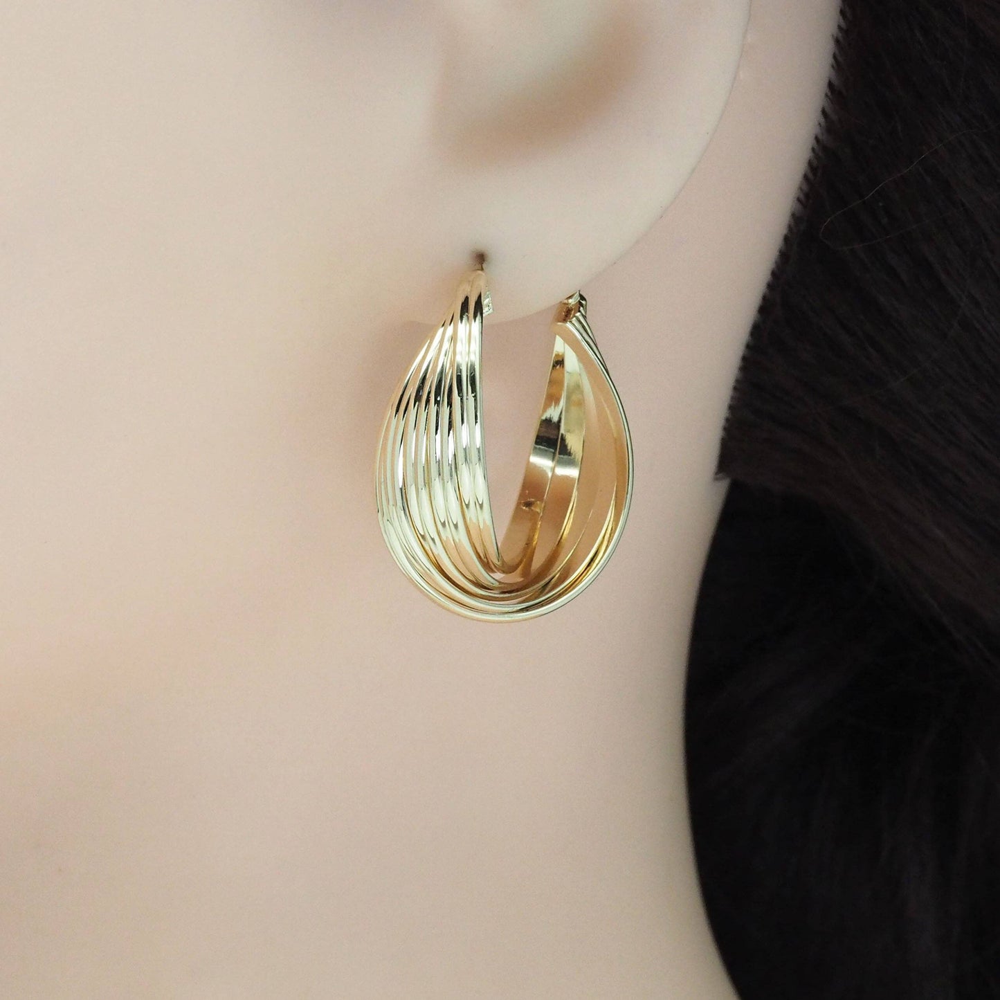 Silver Twisted Hoop Earrings, Sku#ZX132