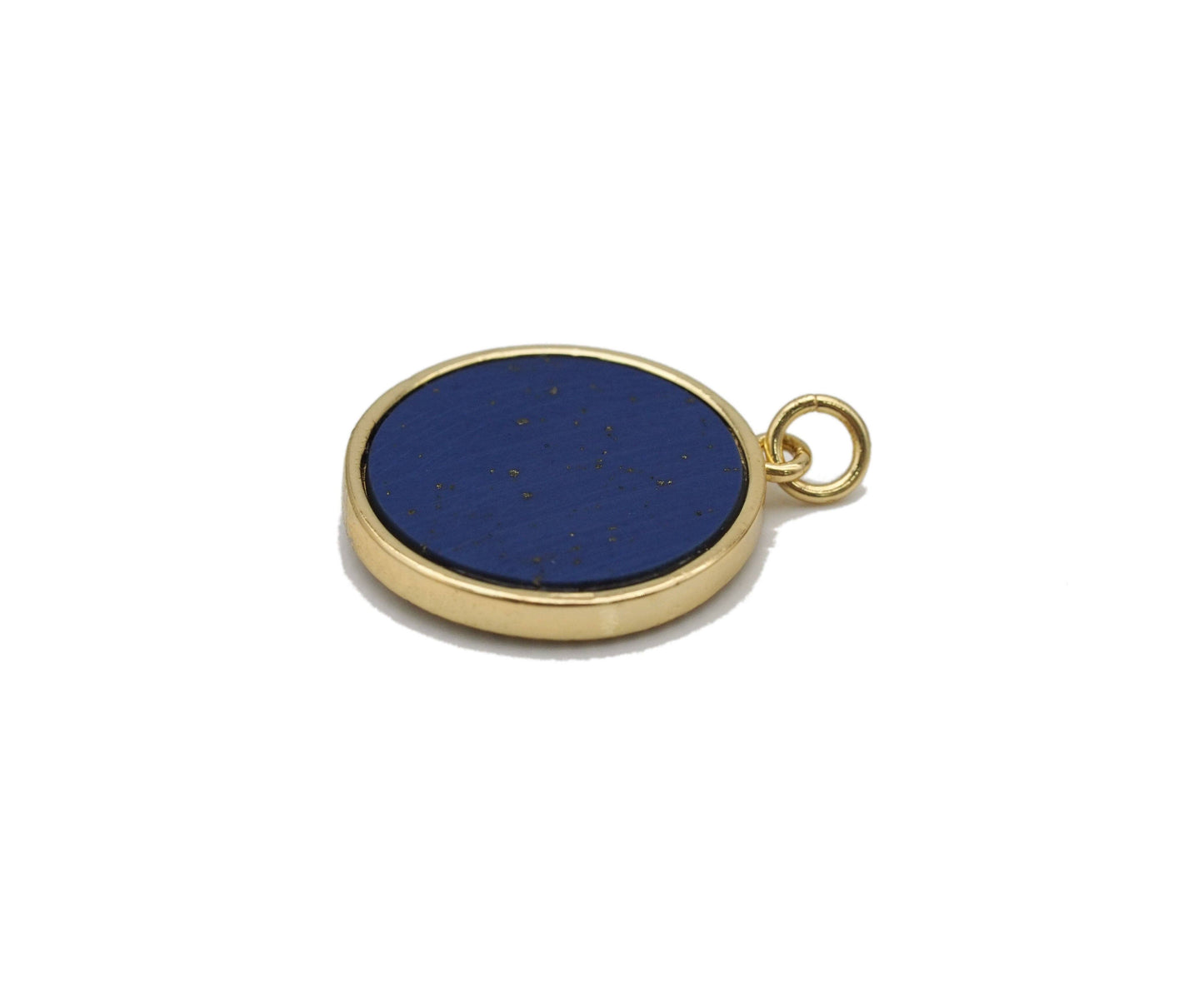 Gold North Star Moon on Lapis Charm, Sku#L706
