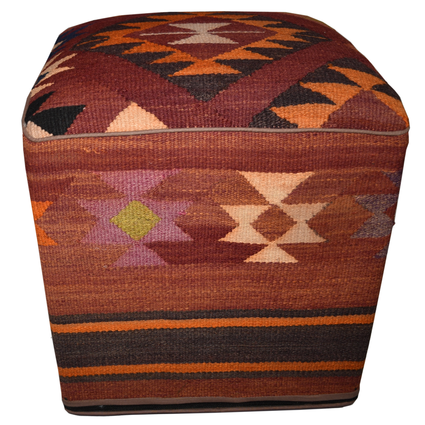 One of a Kind Kilim Rug Pouf Ottoman foot stool - #29