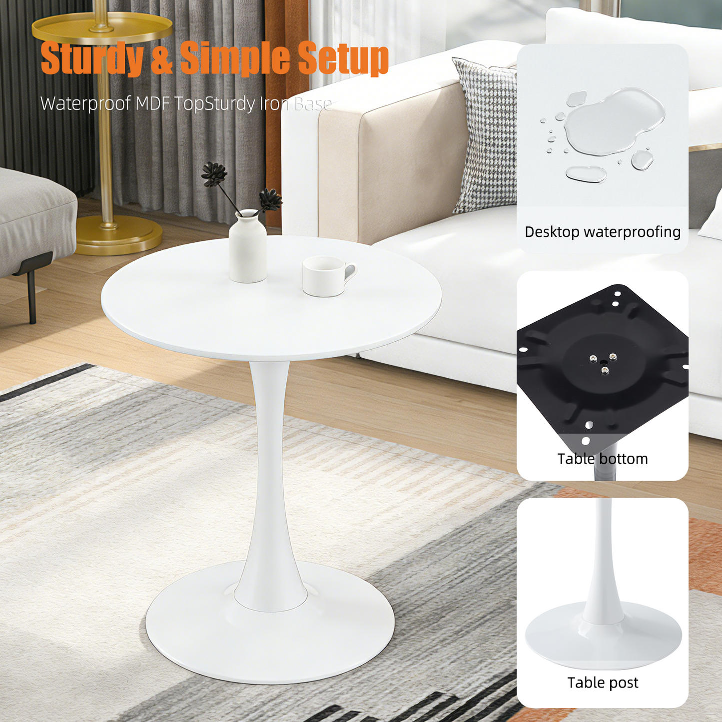 White Round Dining Table