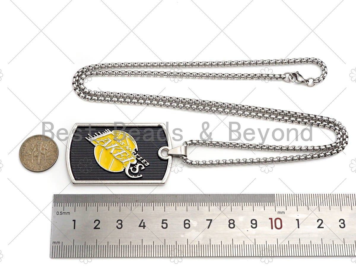 LA Lakers Dog Tag Pendant Chain Necklace, sku#L343