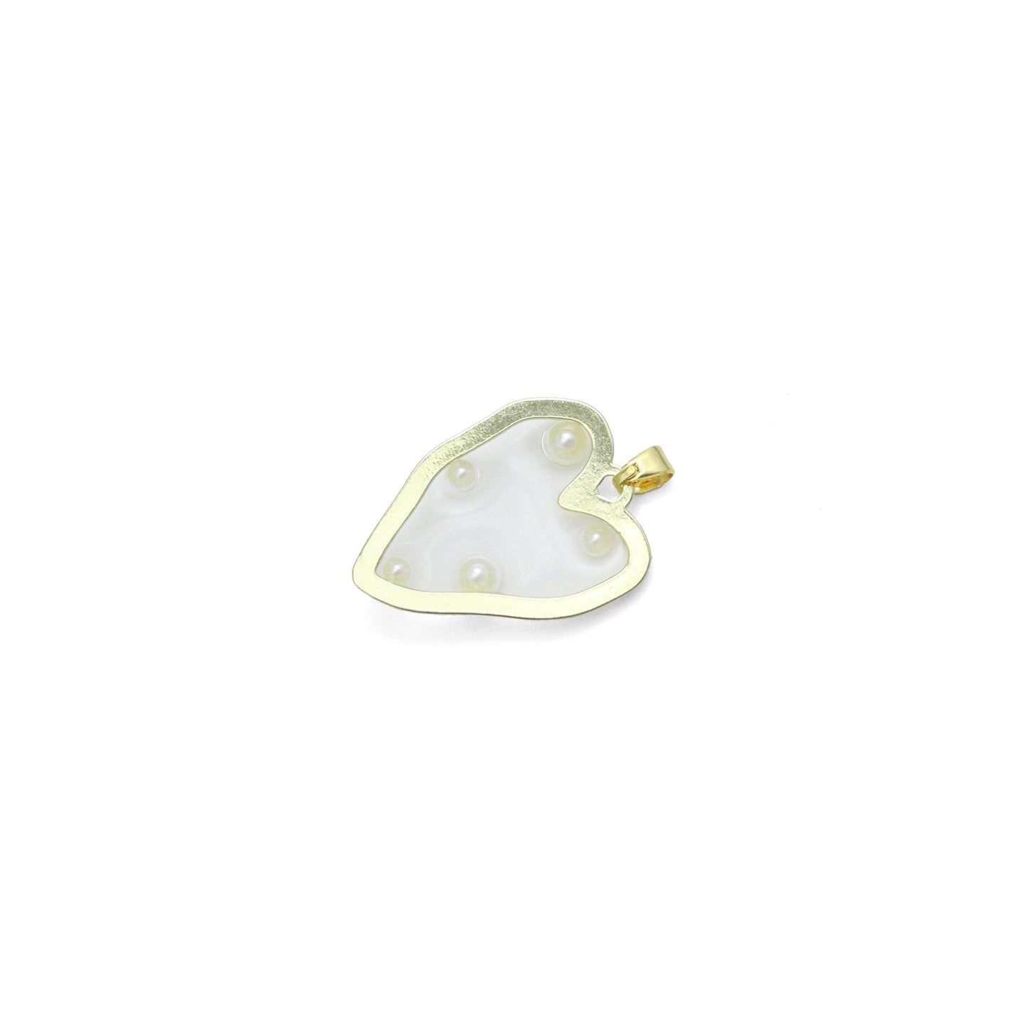 Hammered Edge Acrylic Heart with Pearl Charm , Sku#JL202