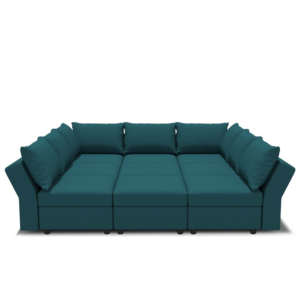 Ainfox 9 Seats + 9 Sides Modular Sectional Sofa Sleeper Sofa Flannel Sofa with Storage Seat