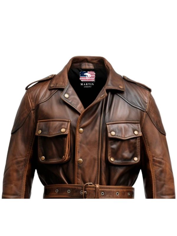 Men’s Military Style Vintage Leather Jacket