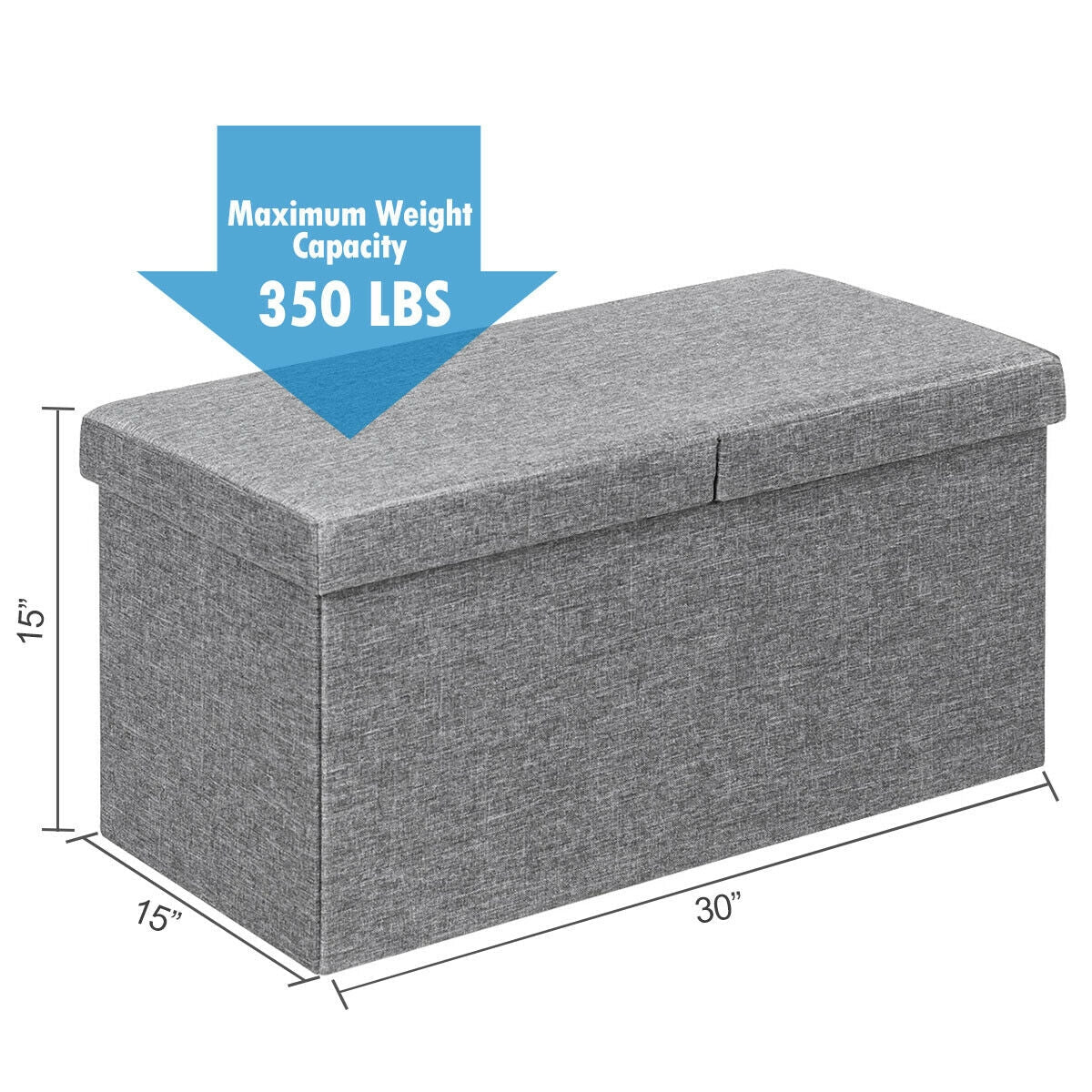 30 Inch Folding Storage Ottoman with Lift Top