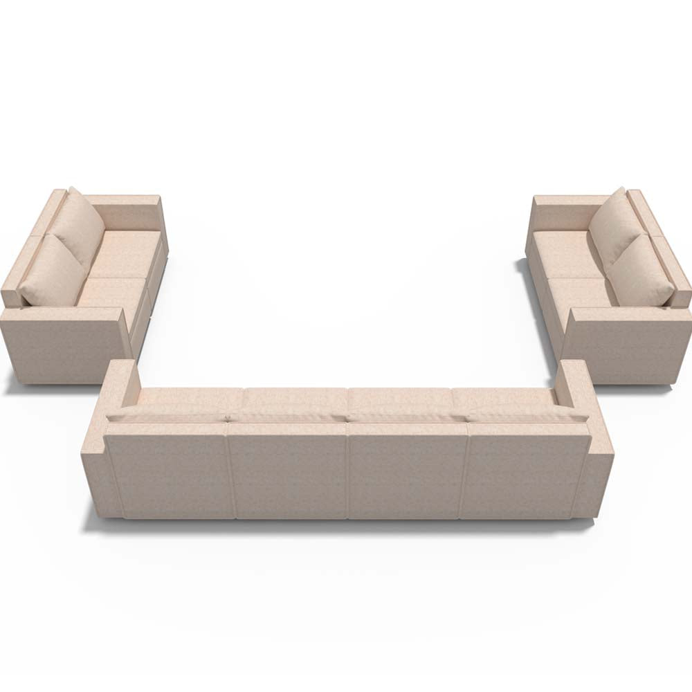 Ainfox 8-Seat Modular Sectional Sofa Sleeper Sofa Flannel Sofa with Storage Seat Beige