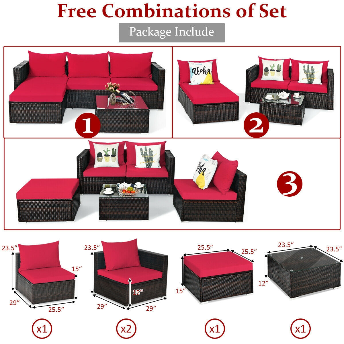 5 Pieces Patio Rattan