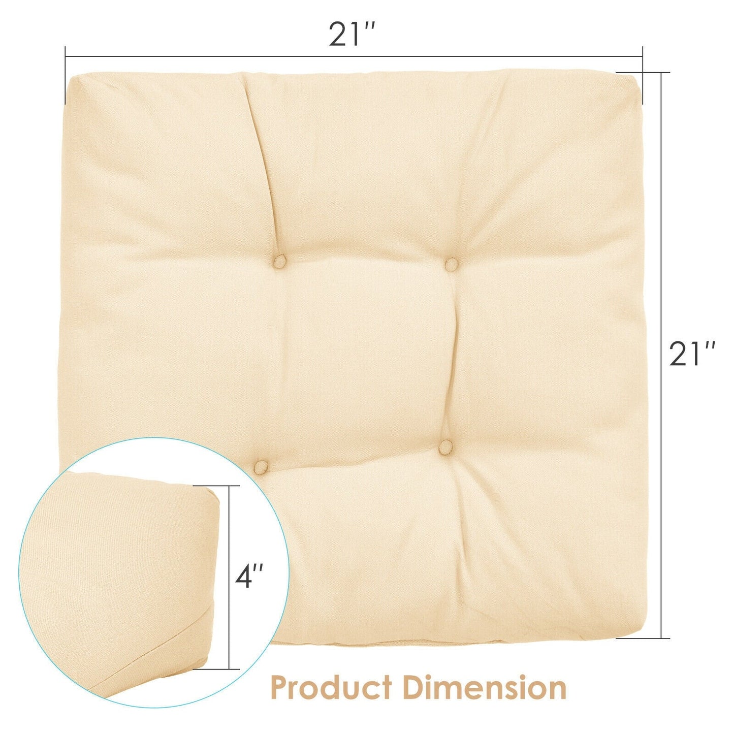 21 Inch x 21 Inch Patio Chair Seat Cushion Pads for Indoor and Outdoor