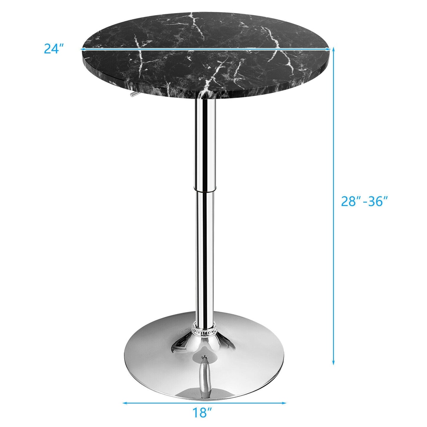 360° Swivel Cocktail Pub Table with Sliver Leg and Base