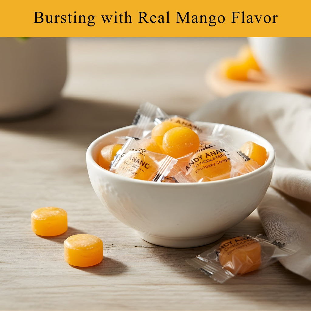 Andy Anand Sugar-Free Mango Hard Candy, 7 oz – European Imported, Stevia Sweetened, Keto & Diabetic-Friendly Gourmet Snack Gift Box
