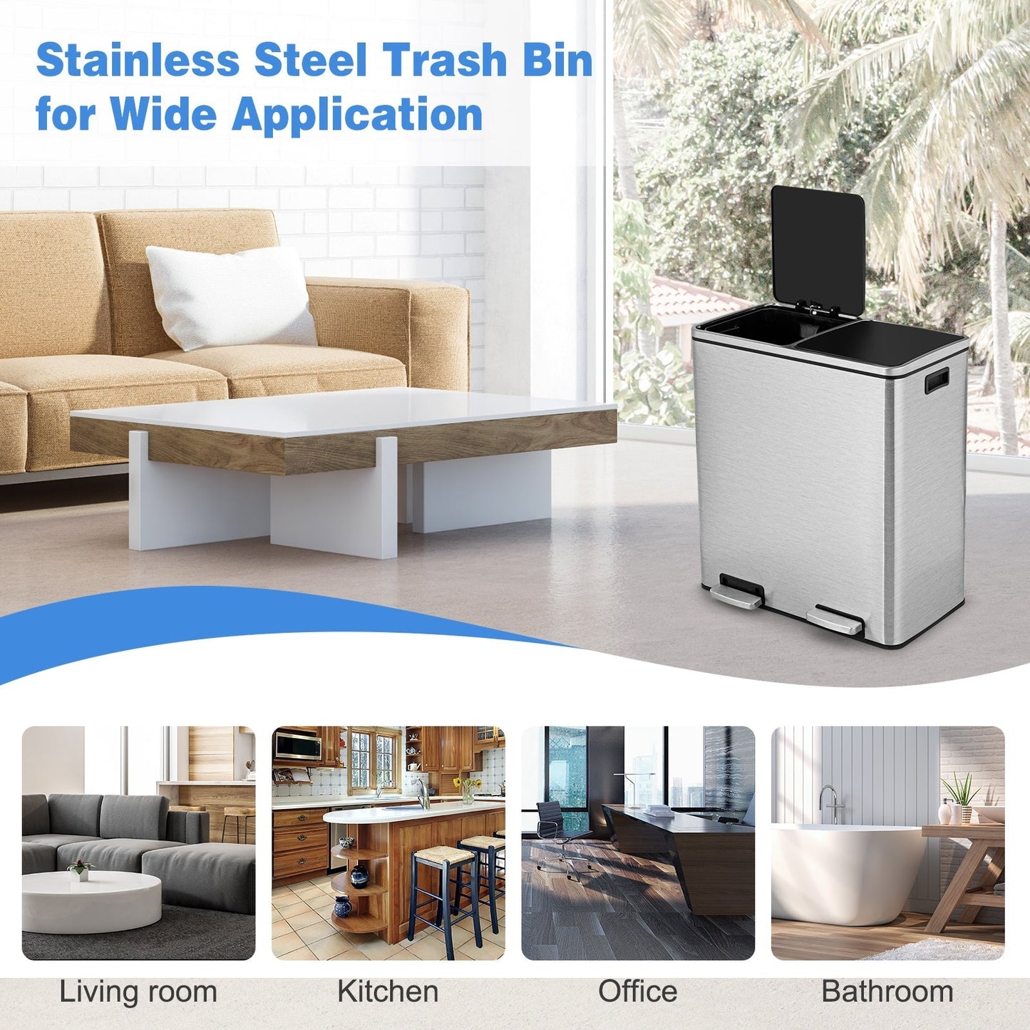 16 Gallon Dual Step Trash Can