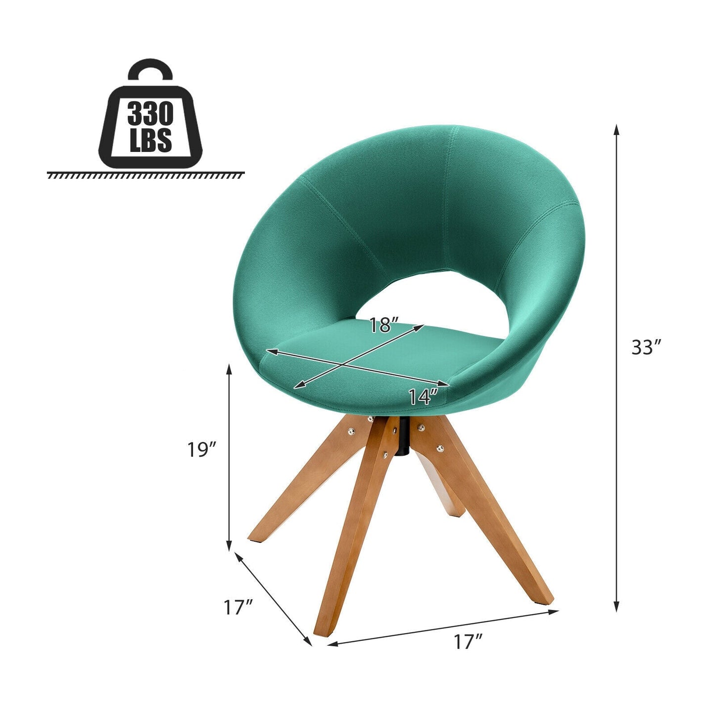 Swivel Accent Chair with Oversized Upholstered Seat for Home Office