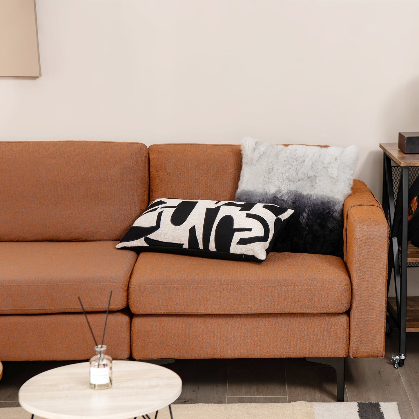 Modern Loveseat Sofa Couch with Side Storage Pocket and Sponged Padded Seat Cushions