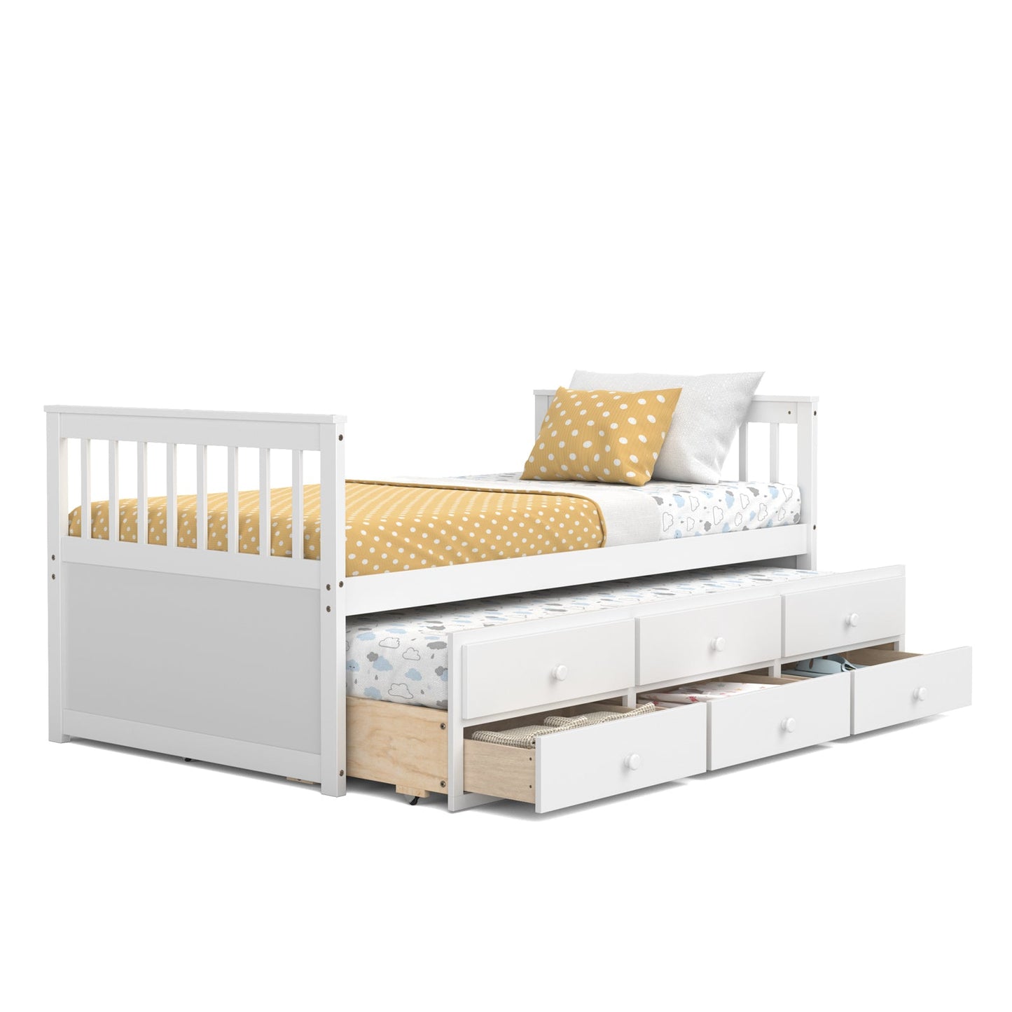 Twin Captain’s Bed with Trundle and 3 Storage Drawers