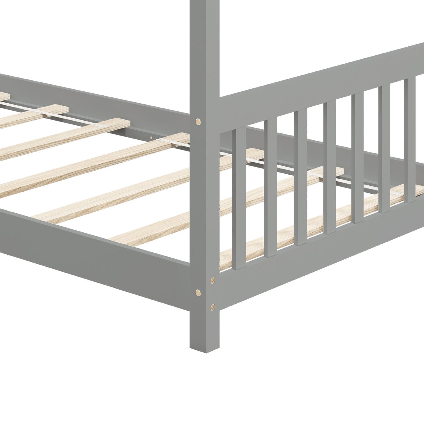 Twin Size Wooden House Bed with Roof