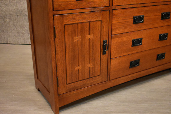 Mission Quarter Sawn Oak 6 Drawer Sideboard - 62"