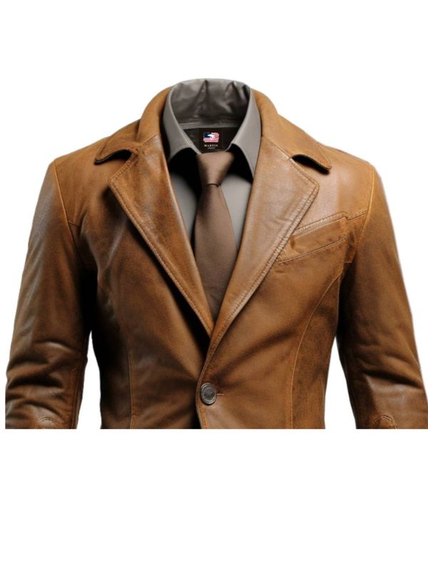 Men’s Two-Button Leather Blazer