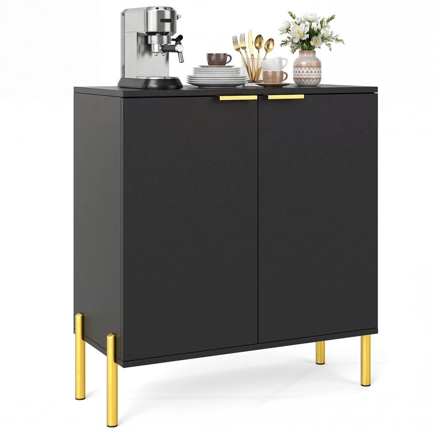 2-Door Buffet Cabinet Sideboard with Shelf and Metal Legs