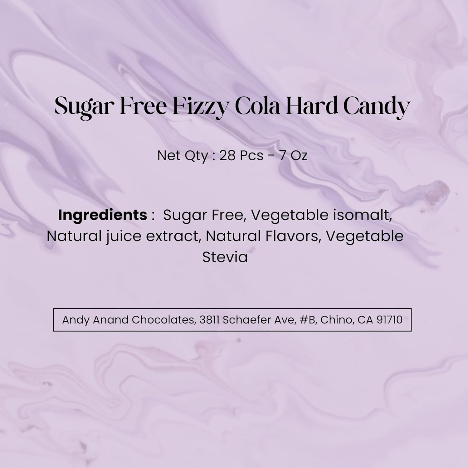 Andy Anand Sugar-Free Fizzy Cola Hard Candy, 28 pc, 7 oz – Copper-Kettle Boiled, Keto & Diabetic-Friendly, Gluten-Free Gourmet Gift Box