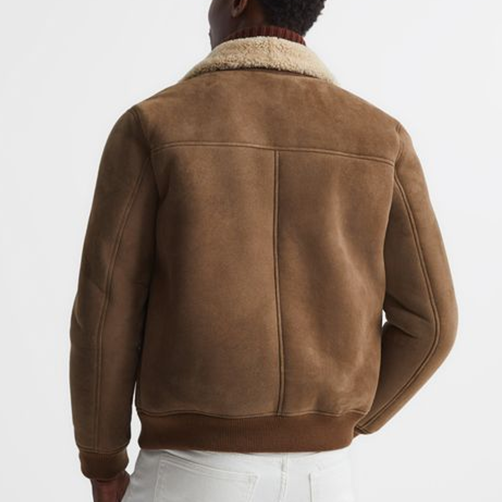 Men’s B3 Brown Sheepskin Flying Aviator Shearling Bomber Leather Flying Jacket