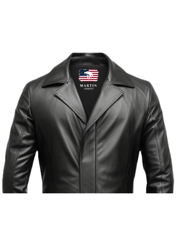 Men’s Black Long Leather Coat