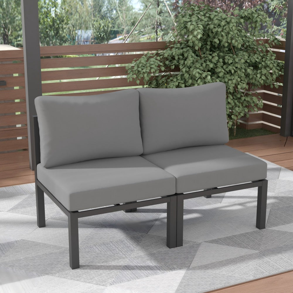 Ainfox 2Pcs Patio Sofa LoveSeat Aluminum sofa