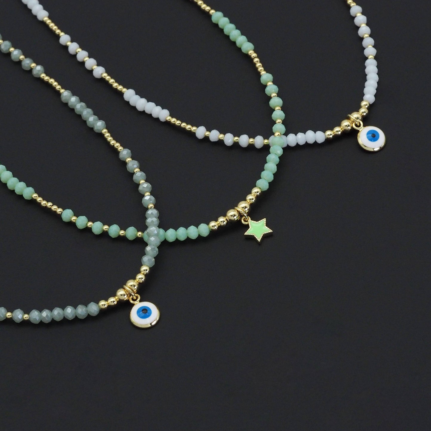 Gemstone Gold Spacer beaded Necklace, sku#O118