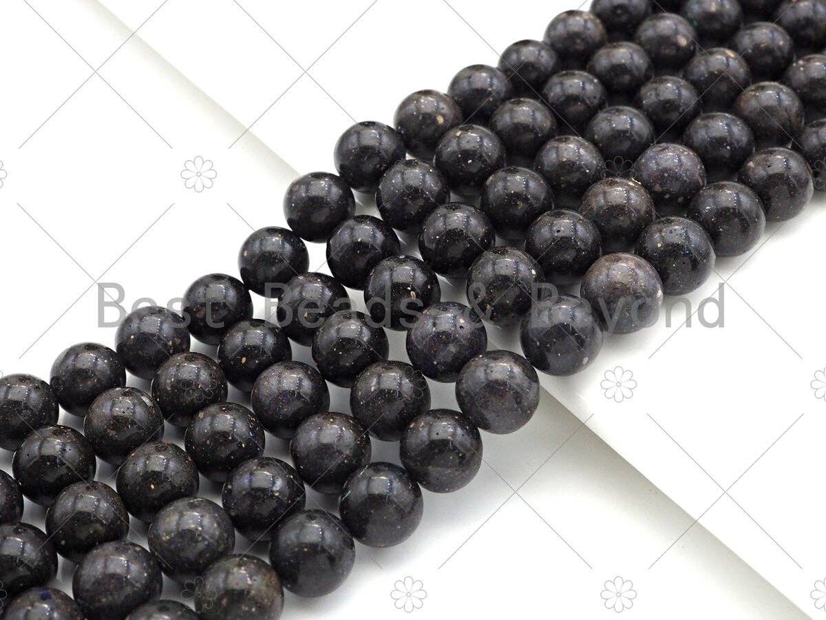 Genuine Rare Australian Black Opal Round Smooth Beads, 6mm/8mm/10mm High Quality Black Opal, Natural Opal, 15.5'' Full Strand, Sku#U1056