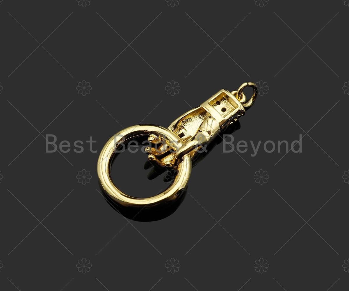 Gold Filled Fuchsia CZ Micro Pave Hand Grabing Round Ring Shape Pendant,18K Gold Filled Charm, Necklace Bracelet Pendant, 28x15mm,Sku#Z1369