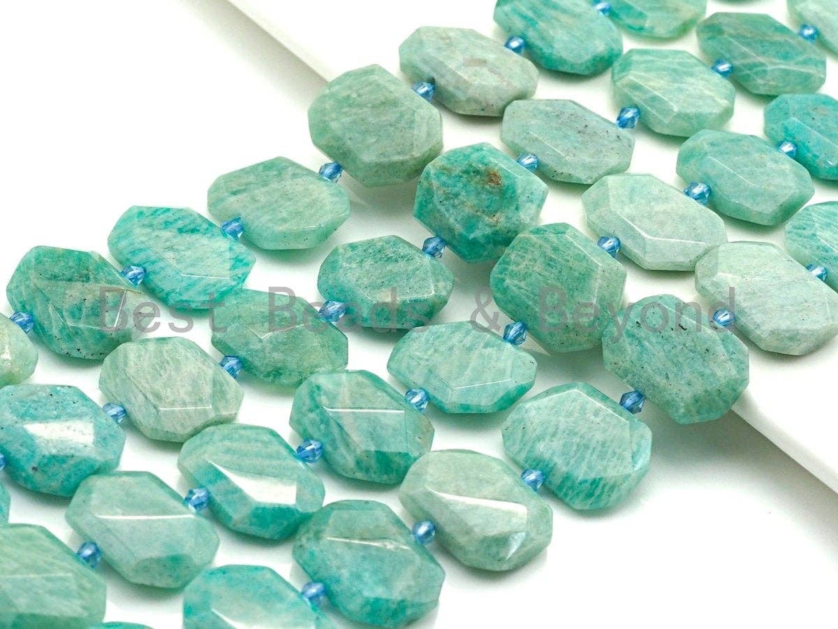 High Quality Natural Amazonite Rectangle Faceted Beads, SKU#U660C