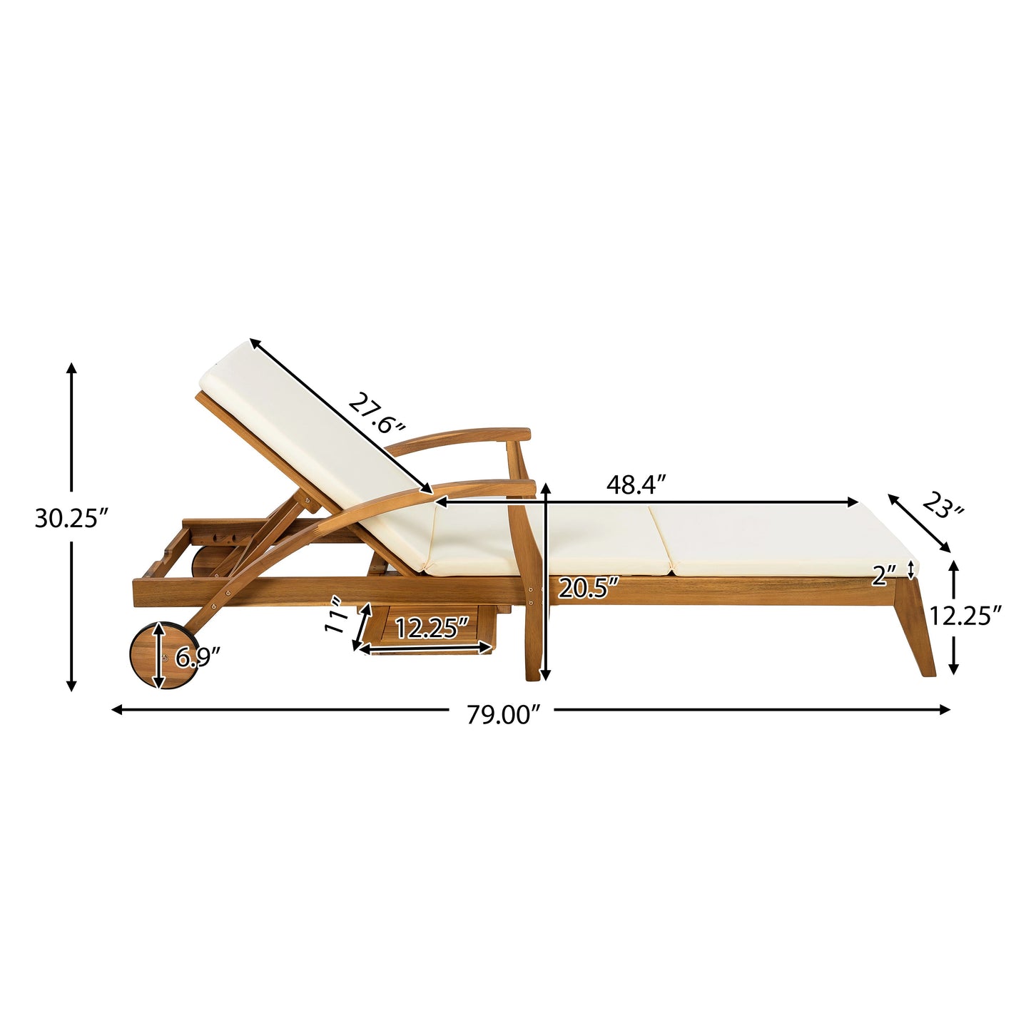 Outdoor Recliner Side Table Set