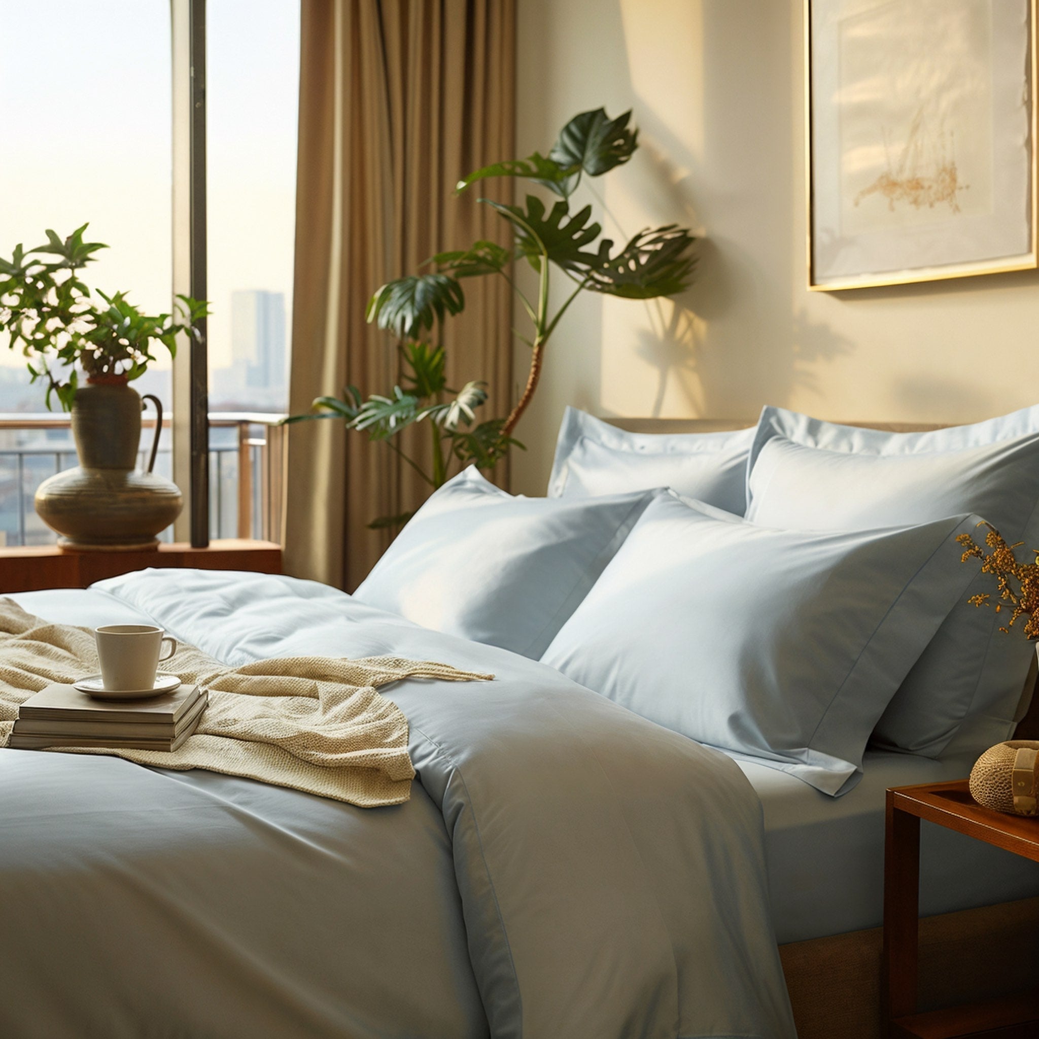 Housse de couette de luxe en satin de coton australien