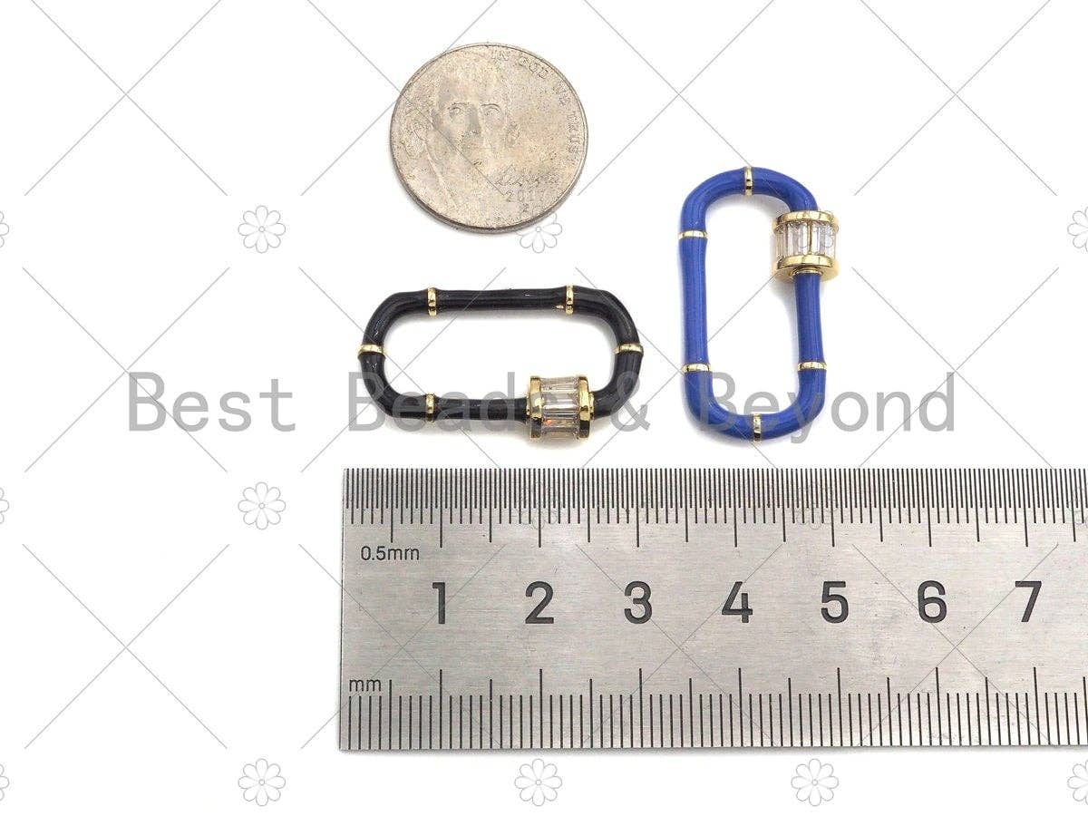 New Gold Filled Colorful Enamel Buckle Clasp, Enamel Oval Shape Screw Clasp, 18K Gold Filled Clasp Lock, Screw Clasp,17x30mm,Sku#H326