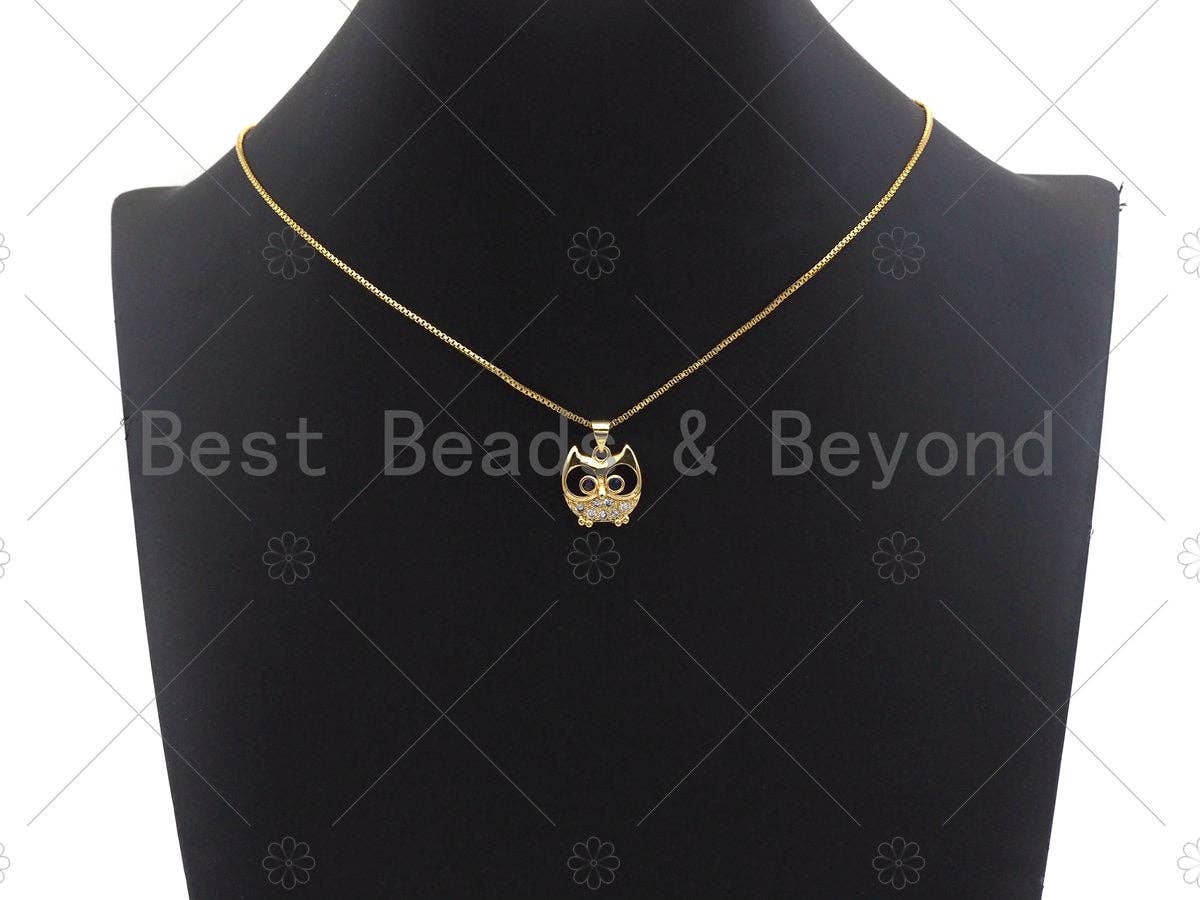 Gold Owl Charms, Dainty Owl Charms, Owl Pendant, Gold Charm, Gold Pendant, Necklace Charms, 15x16mm, Sku#LK96