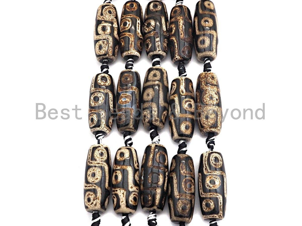 1pc/10pcs Natural Tibetan Agate Beads, Ancient Tibetan Long Oval beads, Dzi Agate Beads, 12x30mm, sku#U537