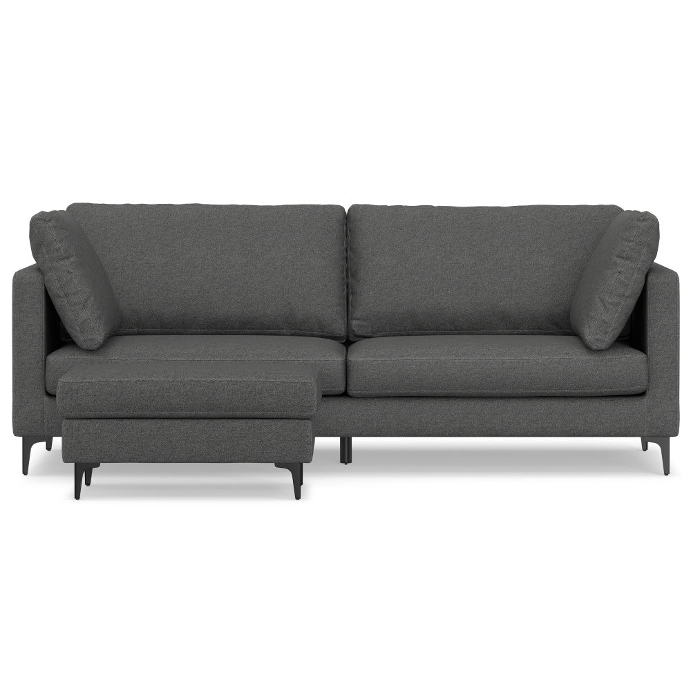 Ava 90 Inch Mid Century Sofa with Ottoman Set