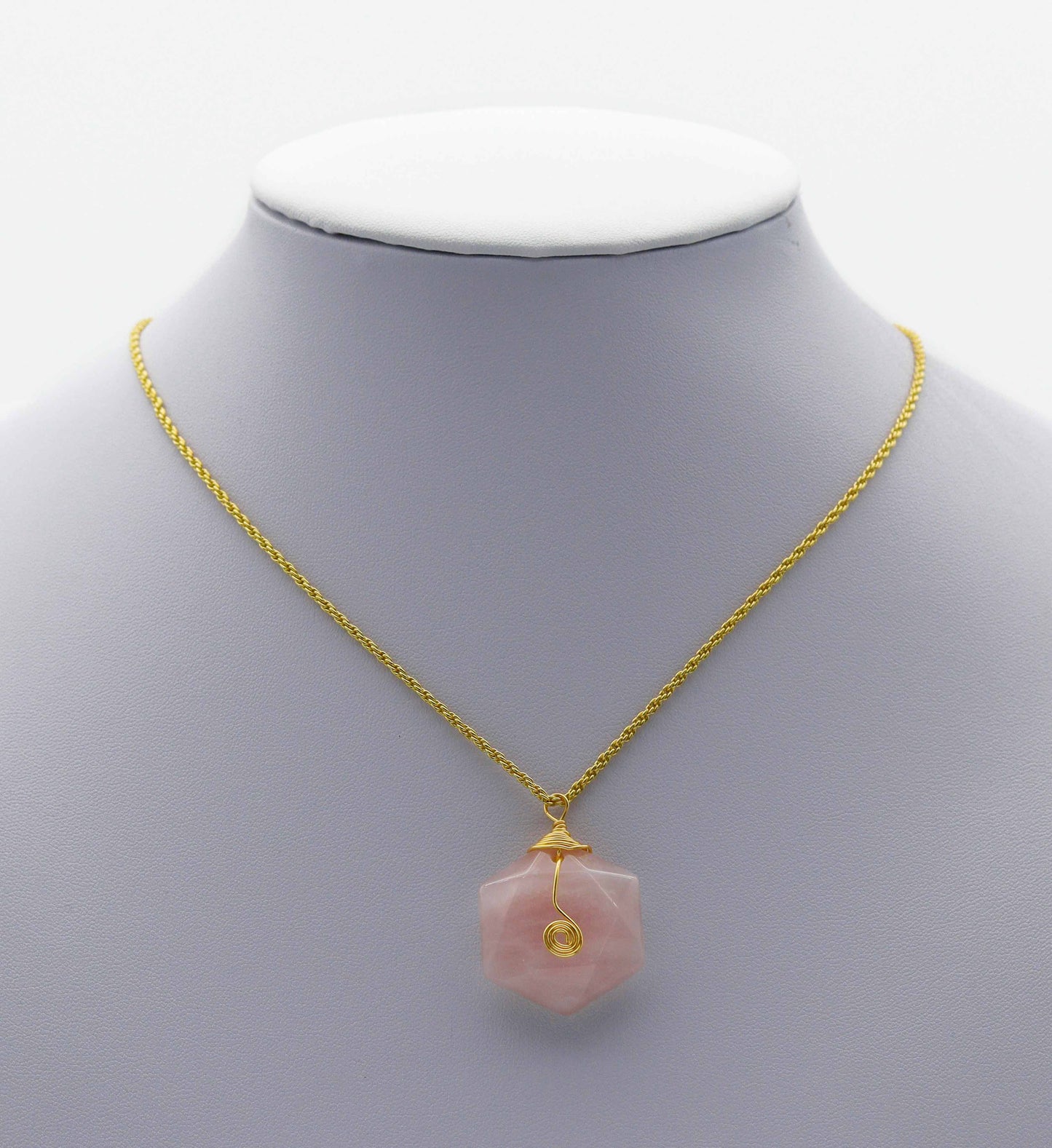Gold Hexagon Gemstone Pendant, Sku#LY04